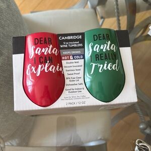 Red and Green Insulated Wine Tumblers - 2 Pack